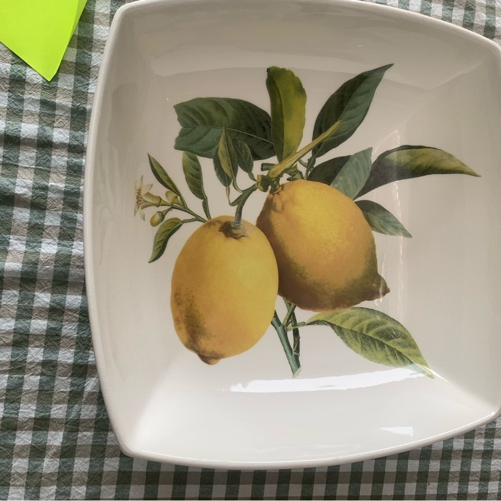 White Ceramic Bowl with Lemon Design